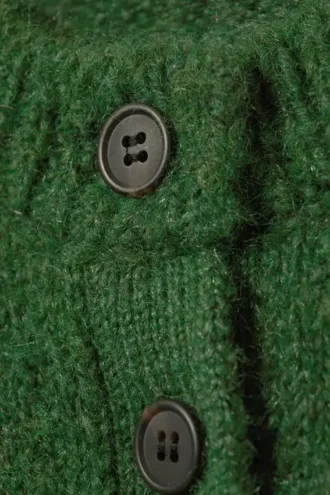 Cárdigan de mezcla de lana de corte entallado y suave – Verde oscuro