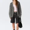 Cárdigan de mezcla de mohair – Gris oscuro Cárdigan de mezcla de mohair – Gris oscuro
