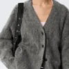 Cárdigan de mezcla de mohair – Gris oscuro Cárdigan de mezcla de mohair – Gris oscuro