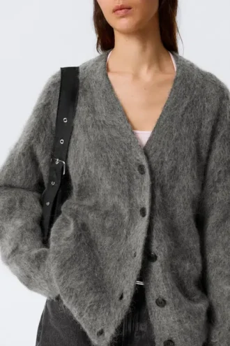 Cárdigan de mezcla de mohair – Gris oscuro