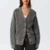 Cárdigan de mezcla de mohair – Gris oscuro Cárdigan de mezcla de mohair – Gris oscuro