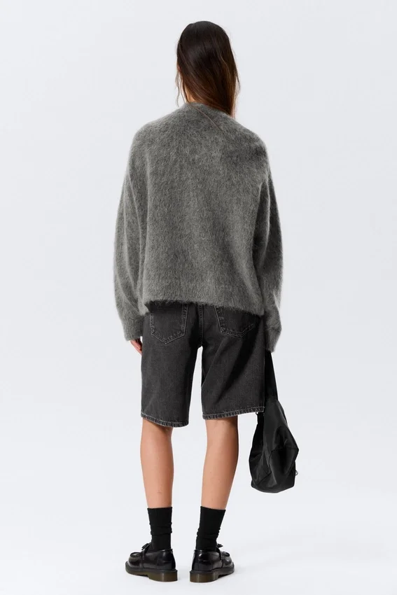 Cárdigan de mezcla de mohair – Gris oscuro Cárdigan de mezcla de mohair – Gris oscuro