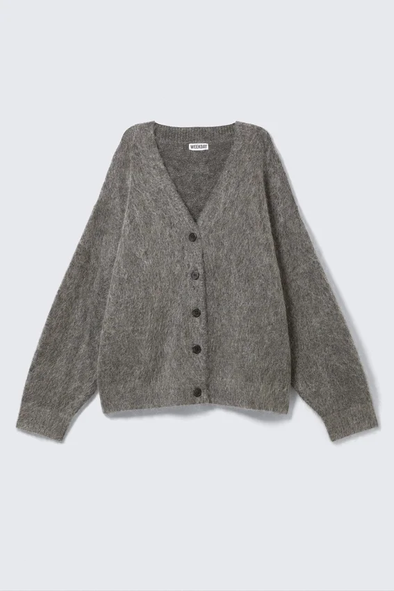 Cárdigan de mezcla de mohair – Gris oscuro Cárdigan de mezcla de mohair – Gris oscuro