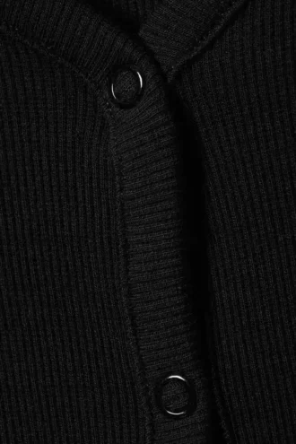 Cárdigan de pijama de manga larga acanalado – Negro