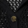 Cárdigan de punto abierto con botones – Negro Cárdigan de punto abierto con botones – Negro