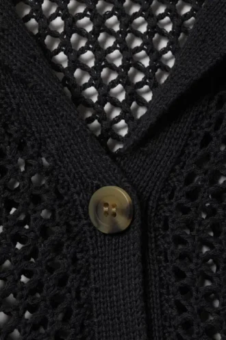 Cárdigan de punto abierto con botones – Negro