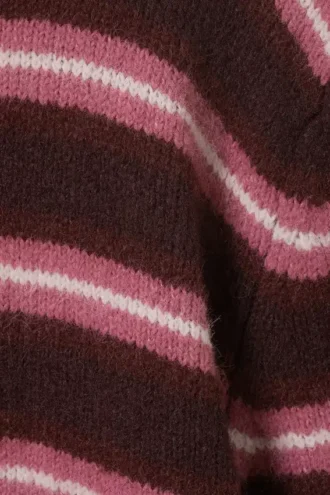 Cárdigan de punto cepillado con botones – Rayas en rojo oscuro y rosa