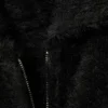 Cárdigan de punto con cremallera y pelo – Negro Cárdigan de punto con cremallera y pelo – Negro