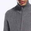 Cárdigan de punto con cuello alto y cremallera, de corte holgado – Gris claro empolvado Cárdigan de punto con cuello alto y cremallera, de corte holgado – Gris claro empolvado