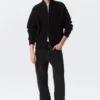 Cárdigan de punto con cuello alto y cremallera de corte holgado – Negro Cárdigan de punto con cuello alto y cremallera de corte holgado – Negro