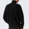 Cárdigan de punto con cuello alto y cremallera de corte holgado – Negro Cárdigan de punto con cuello alto y cremallera de corte holgado – Negro