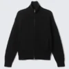 Cárdigan de punto con cuello alto y cremallera de corte holgado – Negro Cárdigan de punto con cuello alto y cremallera de corte holgado – Negro