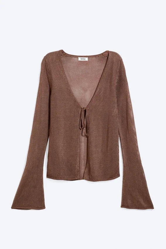 Cárdigan de punto con cuello en V – Marrón Cárdigan de punto con cuello en V – Marrón