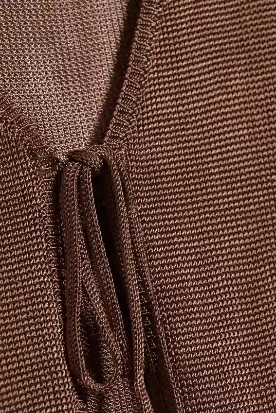 Cárdigan de punto con cuello en V – Marrón Cárdigan de punto con cuello en V – Marrón