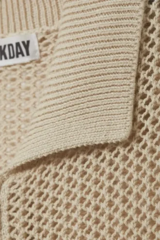 Cárdigan de punto de algodón con cremallera – Beige claro