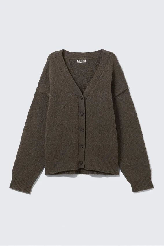 Cárdigan de punto de algodón – Gris oscuro Cárdigan de punto de algodón – Gris oscuro