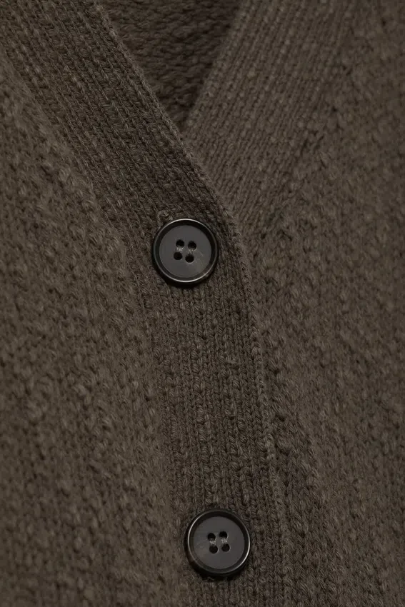 Cárdigan de punto de algodón – Gris oscuro Cárdigan de punto de algodón – Gris oscuro
