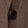 Cárdigan de punto de un solo botonero – Gris topo oscuro Cárdigan de punto de un solo botonero – Gris topo oscuro