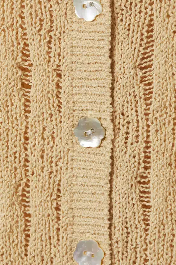 Cárdigan de punto entallado de manga larga – Beige Cárdigan de punto entallado de manga larga – Beige