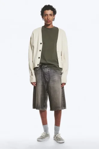 Cárdigan de punto holgado con efecto desgastado – Beige