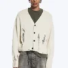 Cárdigan de punto holgado con efecto desgastado – Beige