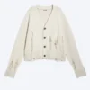 Cárdigan de punto holgado con efecto desgastado – Beige