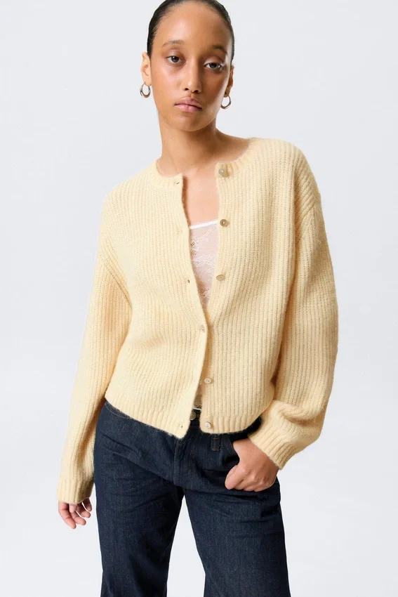 Cárdigan de punto suave – Amarillo claro Cárdigan de punto suave – Amarillo claro