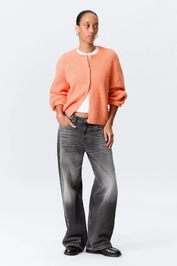 Cárdigan de punto suave – Naranja claro Cárdigan de punto suave – Naranja claro
