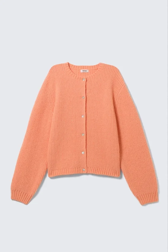 Cárdigan de punto suave – Naranja claro Cárdigan de punto suave – Naranja claro