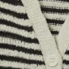 Cárdigan de punto suelto con cuello en V – Rayas blancas y gris oscuro Cárdigan de punto suelto con cuello en V – Rayas blancas y gris oscuro