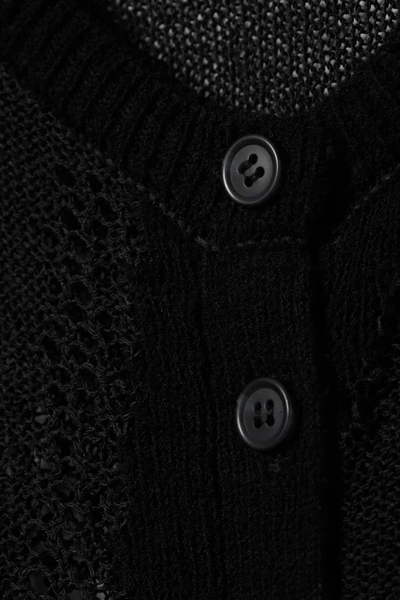 Cárdigan de punto texturado de corte entallado – Gris oscuro Cárdigan de punto texturado de corte entallado – Gris oscuro