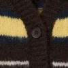 Cárdigan de rayas con cuello en V – Rayas marrón oscuro y amarillo Cárdigan de rayas con cuello en V – Rayas marrón oscuro y amarillo