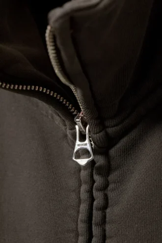 Cárdigan holgado con cuello de embudo y cremallera – Gris oscuro lavado