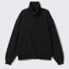 Cárdigan holgado con cuello de embudo y cremallera – Negro Cárdigan holgado con cuello de embudo y cremallera – Negro