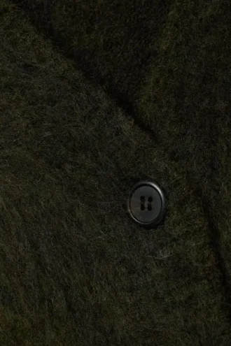 Cárdigan holgado de mezcla de mohair con cuello en V – Verde oscuro