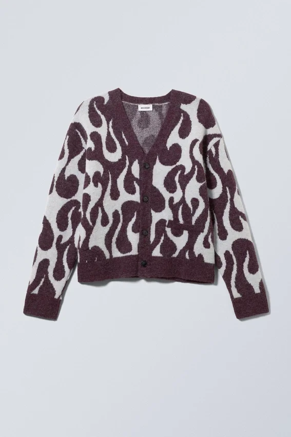Cárdigan Jonas de corte regular – Llamas orgánicas en negro y azul Cárdigan Jonas de corte regular – Llamas orgánicas en negro y azul
