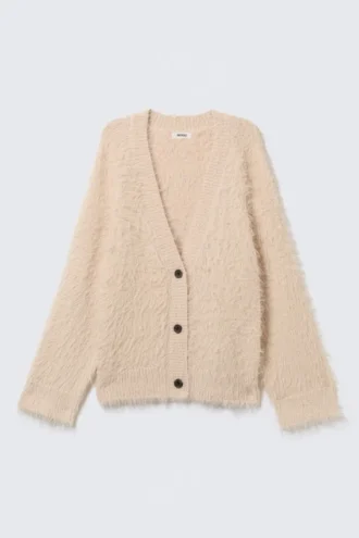 Cárdigan oversize con cuello en V – Beige