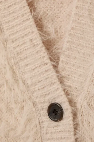 Cárdigan oversize con cuello en V – Beige