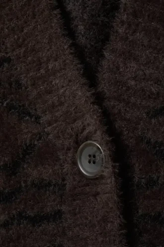 Cárdigan oversize con cuello en V – Patrón de cebra marrón oscuro