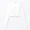 Cárdigan transparente de canalé – Blanco