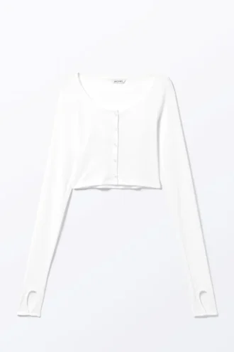 Cárdigan transparente de canalé – Blanco