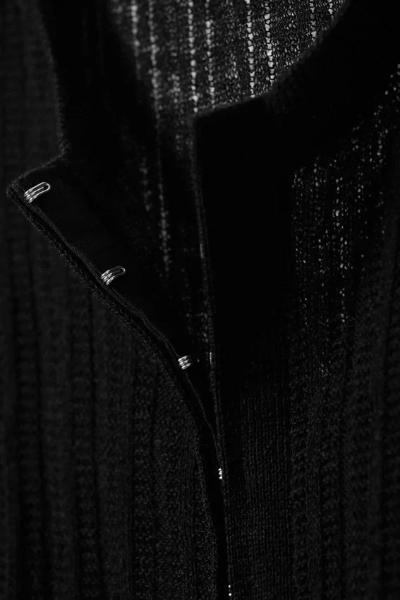 Cárdigan transparente de mezcla de lino – Negro Cárdigan transparente de mezcla de lino – Negro