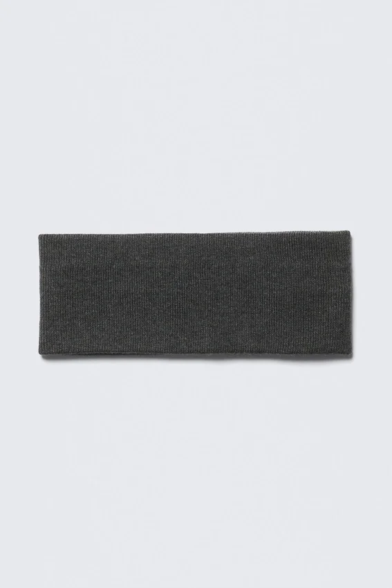 Diadema de doble capa acanalada – Gris oscuro jaspeado Diadema de doble capa acanalada – Gris oscuro jaspeado