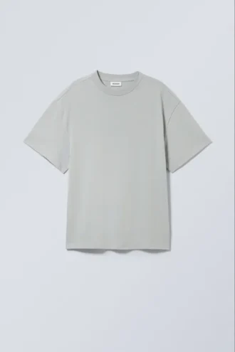 Estupenda camiseta de peso grueso – Gris claro empolvado