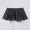 Falda acampanada de talle bajo con pliegues – Gris oscuro