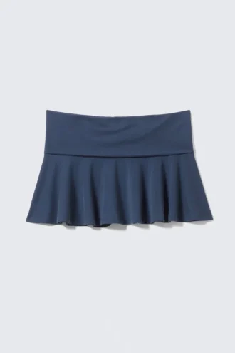 Falda acampanada de talle medio – Azul oscuro