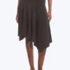 Falda asimétrica de jersey de talle medio – Marrón oscuro