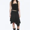 Falda asimétrica de jersey de talle medio – Negro