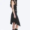 Falda asimétrica de jersey de talle medio – Negro