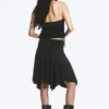 Falda asimétrica de jersey de talle medio – Negro